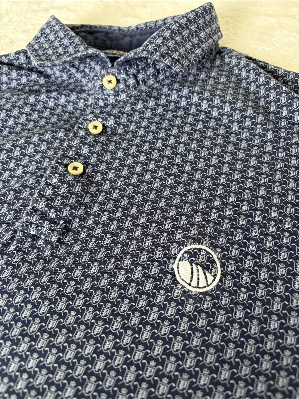 Polo Ralph Lauren Performance Polo Shirt | Navy Crest Print | Men’s Large